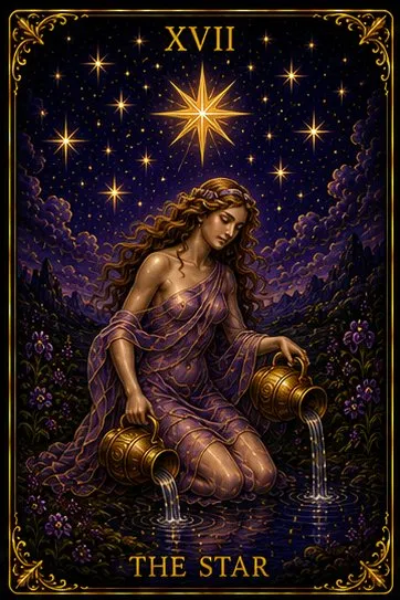 The Star tarot card, revealed in the Mystorya app